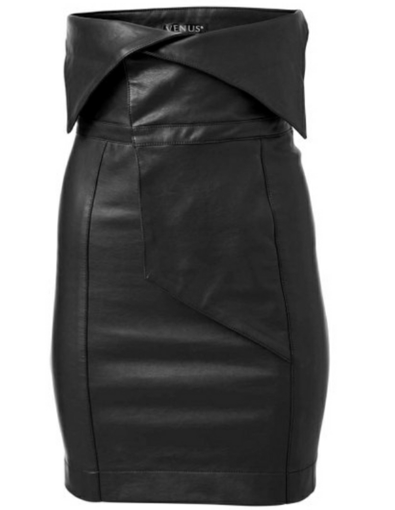 Foldover leather like skirt